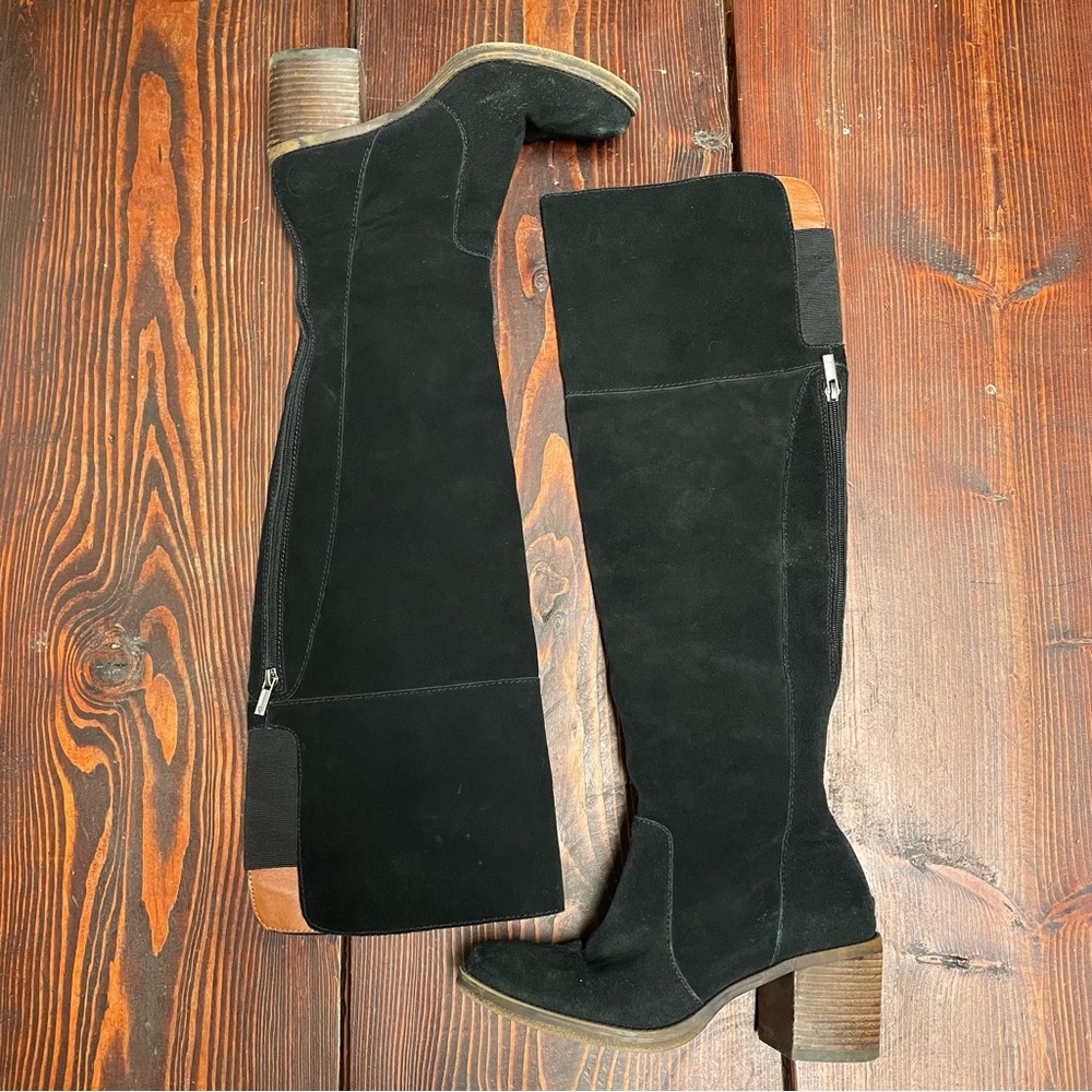 Lucky Brand Black Suede Over the Knee Boots